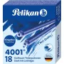 Pelikan 4001 GTP/18 karališkai mėlynos spalvos didelės talpos rašalo kasetės, 18 vnt. 300735