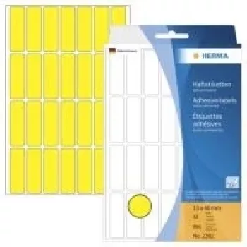 HERMA 2361 geltoni matiniai permanentiniai lipnūs popieriaus etiketės, 13 x 40 mm, 896 etiketės (32 lapai x 28)