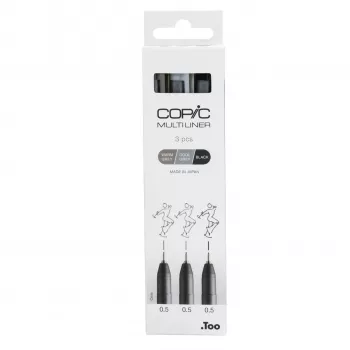 COPIC Multiliner Fineliner juodas 0,5 mm, 3 vnt. (22075633)