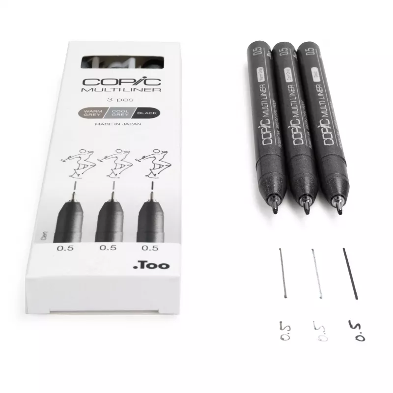 COPIC Multiliner Fineliner juodas 0,5 mm, 3 vnt. (22075633)