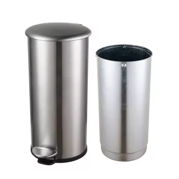 HELIT the zinc pedalų šiukšlių krepšys 12 L, sidabrinis, nerūdijantis plienas, apvalus, soft-close, H2406500