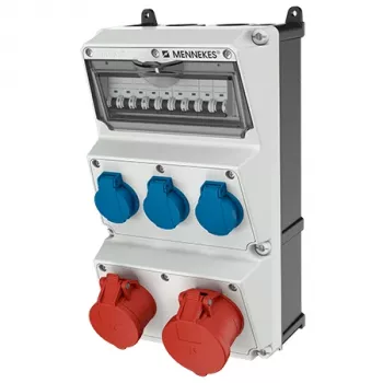 MENNEKES AMAXX 930011 sieninė kištukinių lizdų kombinacija, 63 A, IP44, pilka