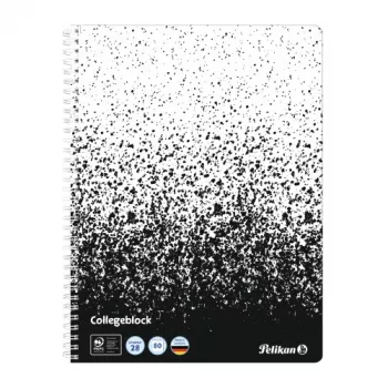 Pelikan Collegeblock Color Edition A4 bloknotas, juodas/baltas su 2 paraštėmis, 80 lapų, 70 g/m², be medienos, 4 skylių perforacija, 1 vnt. 400197021
