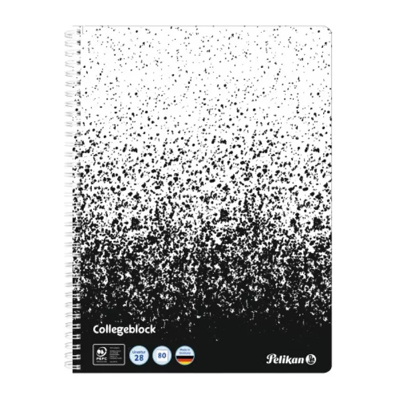 Pelikan Collegeblock Color Edition A4 bloknotas, juodas/baltas su 2 paraštėmis, 80 lapų, 70 g/m², be medienos, 4 skylių perforacija, 1 vnt. 400197021