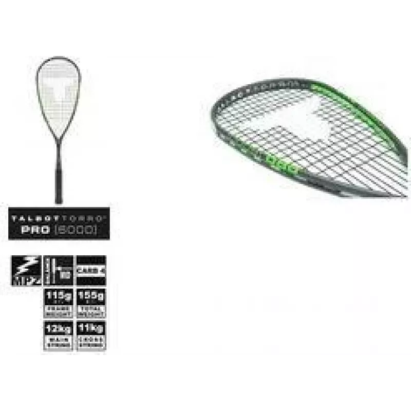 TALBOT TORRO Squash Racket Pro 6000, juoda / žalia, puolimo, Y-konstrukcijos, 1 vnt. (251006)