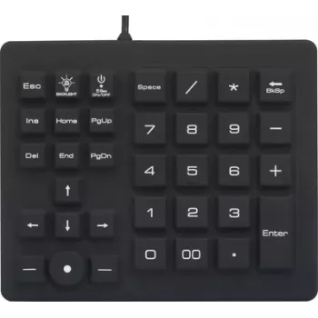 Renkforce USB skaitmeninė klaviatūra su rutuliniu pelės valdymu, atspari purslams ir dulkėms, juoda (RF-4791687)