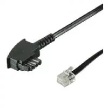 Wentronic Goobay TAE-F sujungimo kabelis Universal Pin-Out, juodas, 10 m - TAE-F kištukas į RJ11/RJ14 kištuką (6P4C) 68537