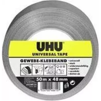 UHU Universal audinio juosta, 48 mm x 50 m, pilka, ypač tvirta, poliesteriu dengta, 1 ritinys 46615