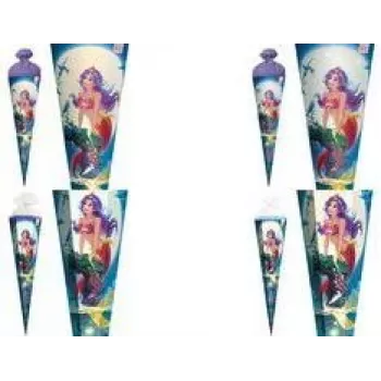 ROTH Magical Mermaid mokyklinis kūgis, kampuotas, 850 mm, folijos tiulio užsegimas, su folijos ir blizgučių apdaila - 1 vnt. (678886)