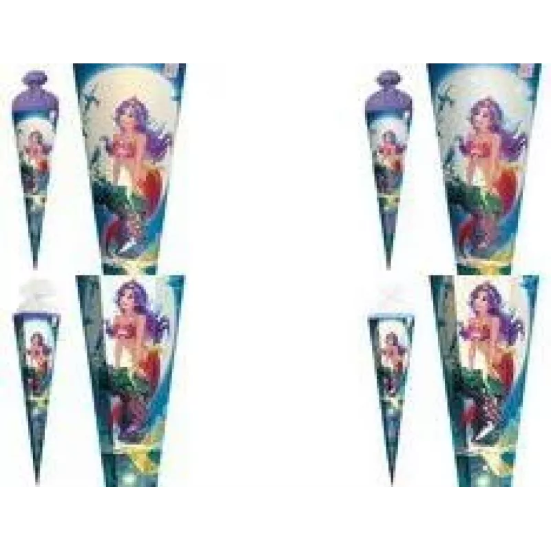 ROTH Magical Mermaid mokyklinis kūgis, kampuotas, 850 mm, folijos tiulio užsegimas, su folijos ir blizgučių apdaila - 1 vnt. (678886)