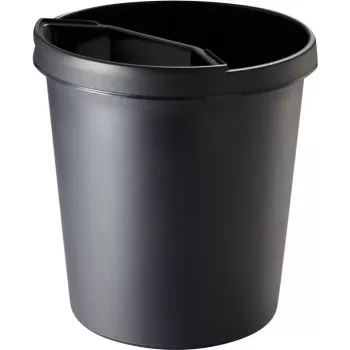 helit H6105895 apvali plastikinė šiukšliadėžė 18L, juoda, 31x32cm