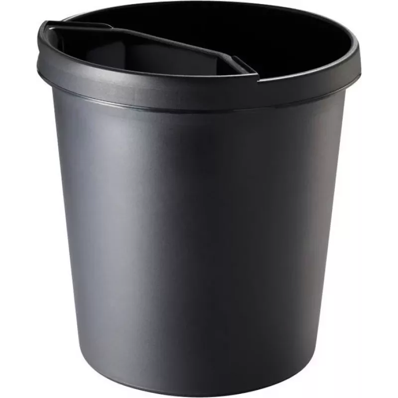 helit H6105895 apvali plastikinė šiukšliadėžė 18L, juoda, 31x32cm