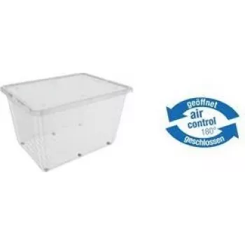 keeeper bert Sandėliavimo dėžė su ratukais, 136 l, Air-Control dangtis, permatoma/pilka 1056700100000