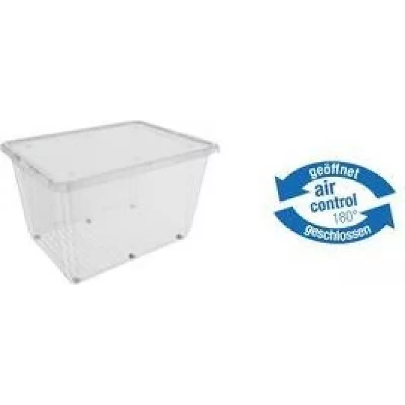 keeeper bert Sandėliavimo dėžė su ratukais, 136 l, Air-Control dangtis, permatoma/pilka 1056700100000