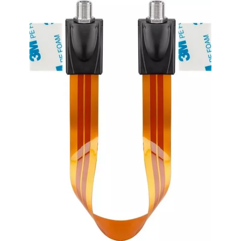 Wentronic Goobay SAT lango praėjimo kabelis, itin plokščias 0,3 mm, rudos-juodos spalvos, 0,3 m, F-female to F-female 67244