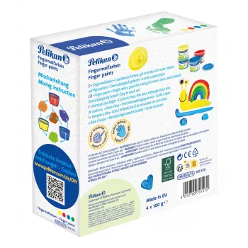 Pelikan Finger Paint Basic Colours pirštų dažai, 4 vnt. rinkinys, vandeniniai, dermatologiškai testuoti, lengvai nuplaunami - 1 vnt. (701570)