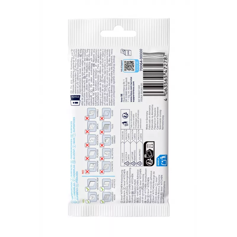tesa KITCHEN Powerstrips papildymo rinkinys spintelių ištraukiamiesiems elementams – 15 lipnių juostelių, baltos (70064-00000-00)