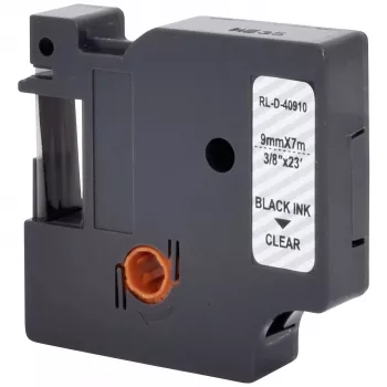 Renkforce RF-LT-D40910 suderinama etikečių juosta DYMO D1 - 40910, 9 mm, permatoma, juoda, 7 m RF-6027842