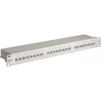 Wentronic Goobay CAT 6 24 prievadų STP pach panelė, 19 inch 1U, pilka 94036