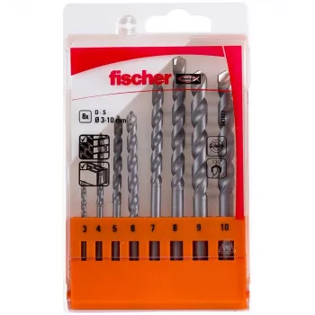 Fischer D-S 543027 akmens spiralinių grąžtų rinkinys, 8 dalių