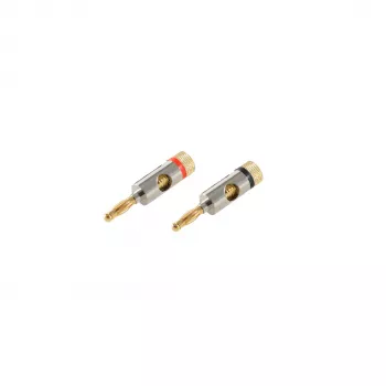 SHIVERPEAKS BASIC-S bananų kištukų rinkinys, 2 vnt., raudonas/juodas, auksuoti metaliniai, 4 mm BS56210-SET