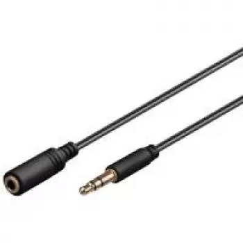 Wentronic Goobay 3,5 mm garso prailginimo kabelis, juodas, 1 m - 3,5 mm vyriškas į 3,5 mm moterišką, stereo (97113)