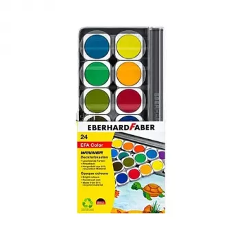 Faber-Castell Eberhard Faber Winner akvarelės dažų rinkinys, 24 šviesios spalvos, permatomas nuimamas dangtelis, naudojamas kaip maišymo paletė 578324