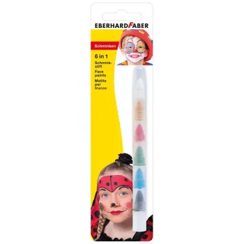 FABER-CASTELL EBERHARD FABER 6-in-1 makiažo pieštukas, 6 spalvos viename pieštuke, didelis dengiamumas, smulkioms kontūroms ir dideliems motyvams (579030)