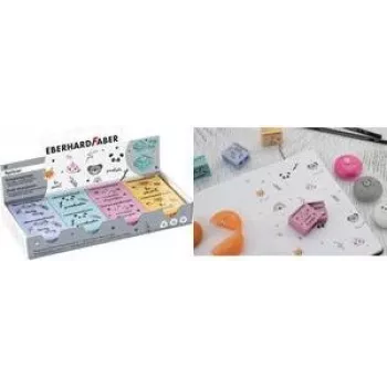 FABER-CASTELL EBERHARD FABER Animal dvigubas drožtukas, 8 vnt. rinkinys, standartiniams ir storiniams pieštukams, plastikinis, įvairių spalvų 585154