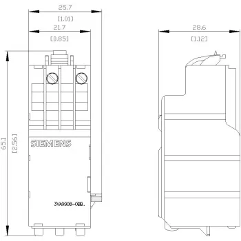 SIEMENS 3VA99080BB25 įtampos sumažėjimo atleidiklis 208-230V AC 50/60 Hz 3VA grandinės pertraukikliams