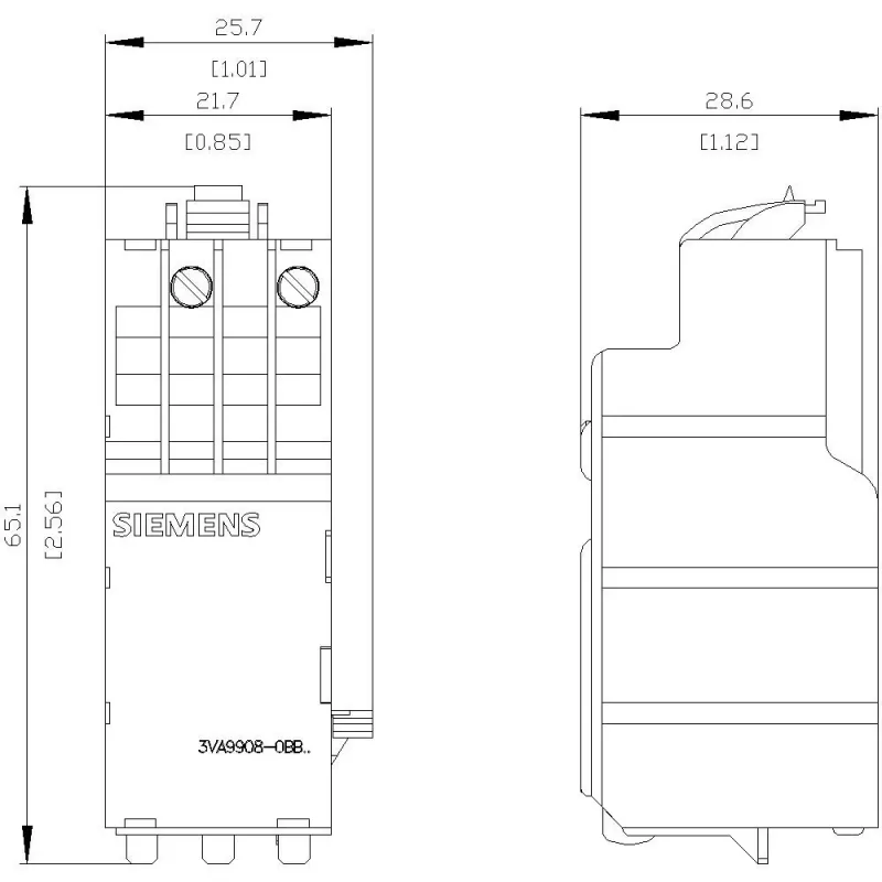 SIEMENS 3VA99080BB25 įtampos sumažėjimo atleidiklis 208-230V AC 50/60 Hz 3VA grandinės pertraukikliams