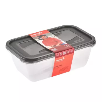 keeeper fredo fresh maisto laikymo indų rinkinys, 2 x 3,3 l, stačiakampiai, permatomi su pilkais dangčiais 3068082700000