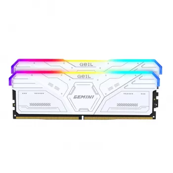 GeIL Gemini RGB 32GB DDR5 6000MHz darbalaukio žaidimų atmintinės rinkinys (2 x 16GB) – baltas