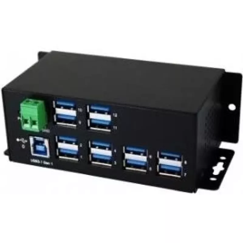 EXSYS EX-1112HMS 12 prievadų USB 3.2 Gen 1 pramoninis DIN bėgio šakotuvas