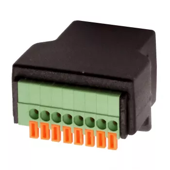 EXSYS EX-49112 RJ45 moteriškas į 8 kontaktų gnybtų bloko adapteris su mygtuku, CAT.5e