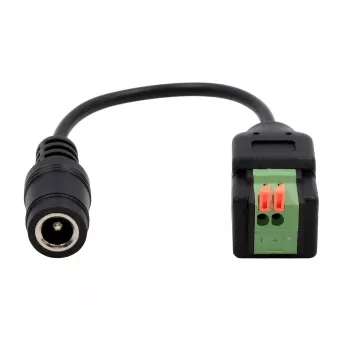 EXSYS DC lizdas 5,5x2,1 mm į 2 kontaktų gnybtų bloką adapterio kabelis su mygtuku, 15 cm EX-49141
