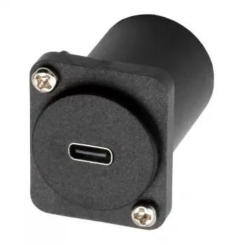 EXSYS EX-49158 D-Type USB-C moteriškas į moterišką adapteris, USB 3.2 Gen 1, skydinis montavimas, juodas
