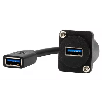 EXSYS EX-49165 D-Type panelinis USB-A moteriškas-moteriškas kabelio adapteris, USB 3.2 Gen 1, 20 cm