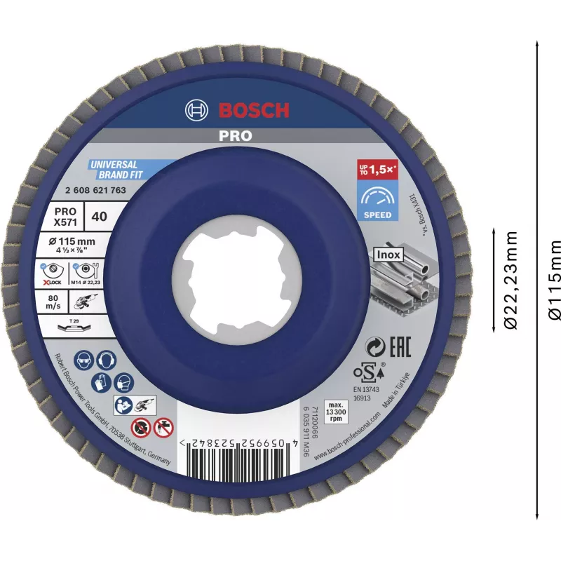 Bosch X-LOCK X571 Best for Metal 2608621763 115 mm G 60 kampinis šlifavimo diskas metalui