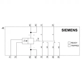 Siemens SIRIUS 3RN2 Termistoriaus variklio apsaugos relė 3RN2011-1BA30, 24 V AC/DC, 1 NO + 1 NC, varžtiniai gnybtai, DIN bėgelis