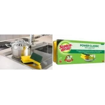 Scotch-Brite Classic puodų šveitiklis, 3 vnt., ypač stiprus neaustinės medžiagos pluoštas, nagus tausojanti juosta 34-2000-0254-0