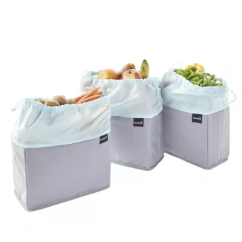 keeeper nea vaisių ir daržovių laikymo maišas, 9 litrų, pilkas/aquamarin, su virvele, sulankstomas, maistui saugus, 1 vnt. 1229562400000