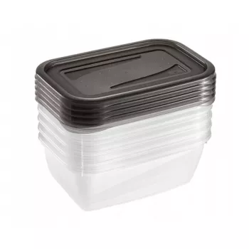 keeeper fredo fresh maisto laikymo indų rinkinys, 5x 0,5 L, stačiakampiai, permatomi su pilkais dangteliais 3067282700000