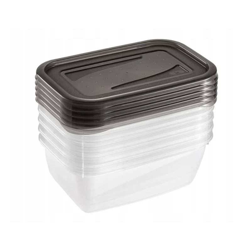 keeeper fredo fresh maisto laikymo indų rinkinys, 5x 0,5 L, stačiakampiai, permatomi su pilkais dangteliais 3067282700000