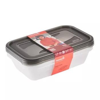 keeeper fredo fresh maisto laikymo indų rinkinys, 3 x 2,4 L, stačiakampiai, permatomi su pilkais dangteliais 3067982700000