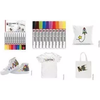 Marabu Textile Marker rinkinys, 10 skirtingų spalvų, vandeniniai, atsparūs skalbimui iki 60°C po fiksavimo 0115000000200