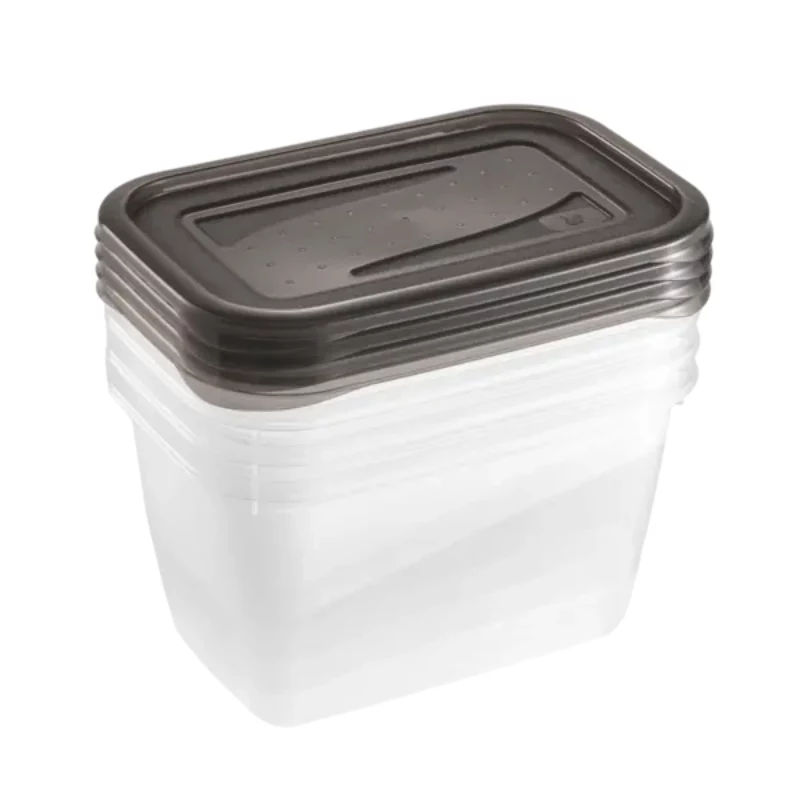 keeeper fredo fresh maisto laikymo indelių rinkinys, 4 x 0,75 L, stačiakampiai, permatomi su pilkais dangteliais 3067382700000