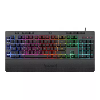 Redragon Shiva RGB membraninė žaidimų klaviatūra, juoda, 104 klavišai, 6 makro klavišai, 26 klavišų rollover, laidinė USB