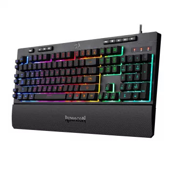 Redragon Shiva RGB membraninė žaidimų klaviatūra, juoda, 104 klavišai, 6 makro klavišai, 26 klavišų rollover, laidinė USB