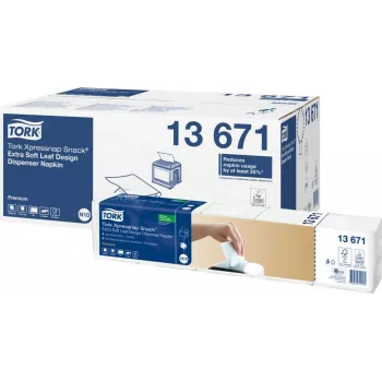 TORK Xpressnap Snack® popierinės servetėlės 13671, 1 sluoksnio, baltos, 200 servetėlių pakelyje, 8 pakeliai (iš viso 1600)